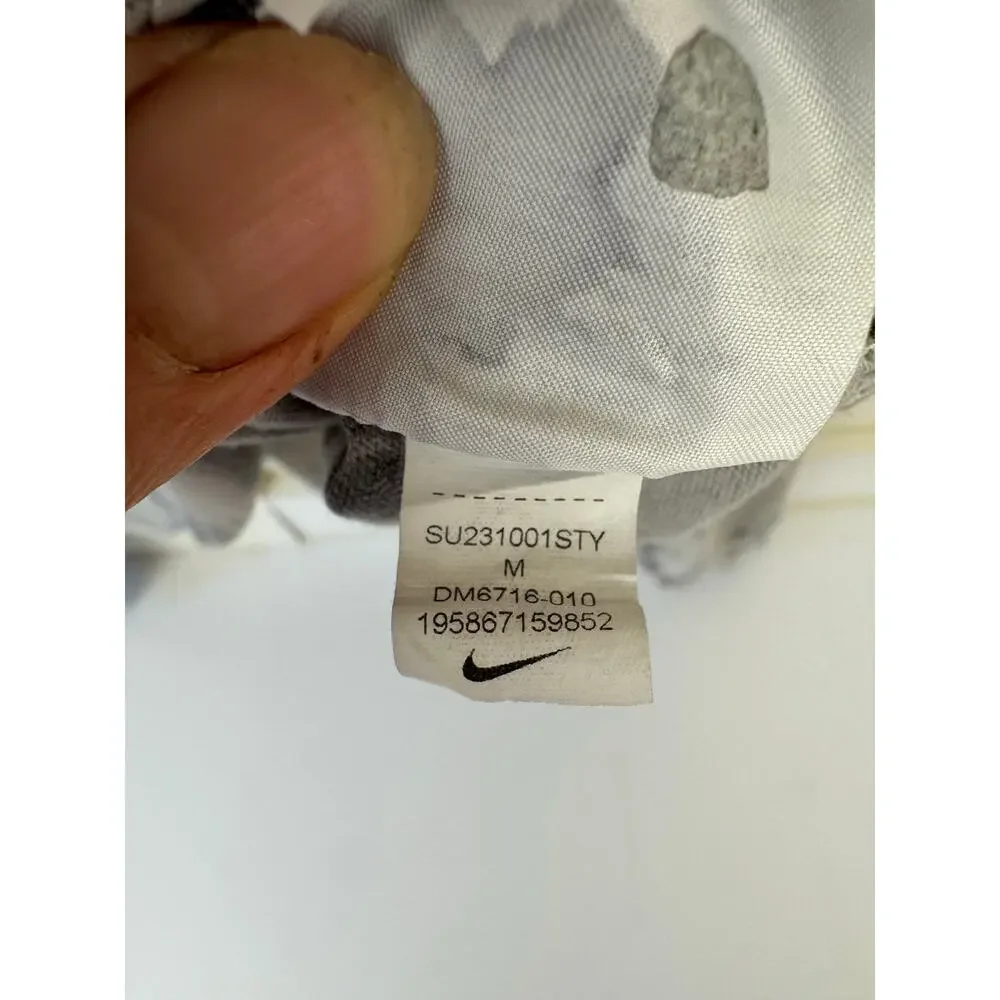 Nike Women's Oversized Cropped Hoodie Washed Jersey Black Grey Splash Dye Sz M